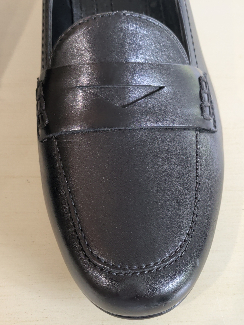 Brooks Brothers Black Leather Penny Loafers With Block Heels Size 6 - Picture 5 of 13